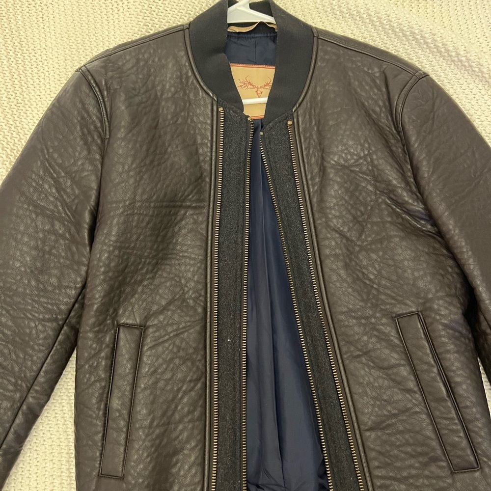 Zara Men’s brown faux leather jacket